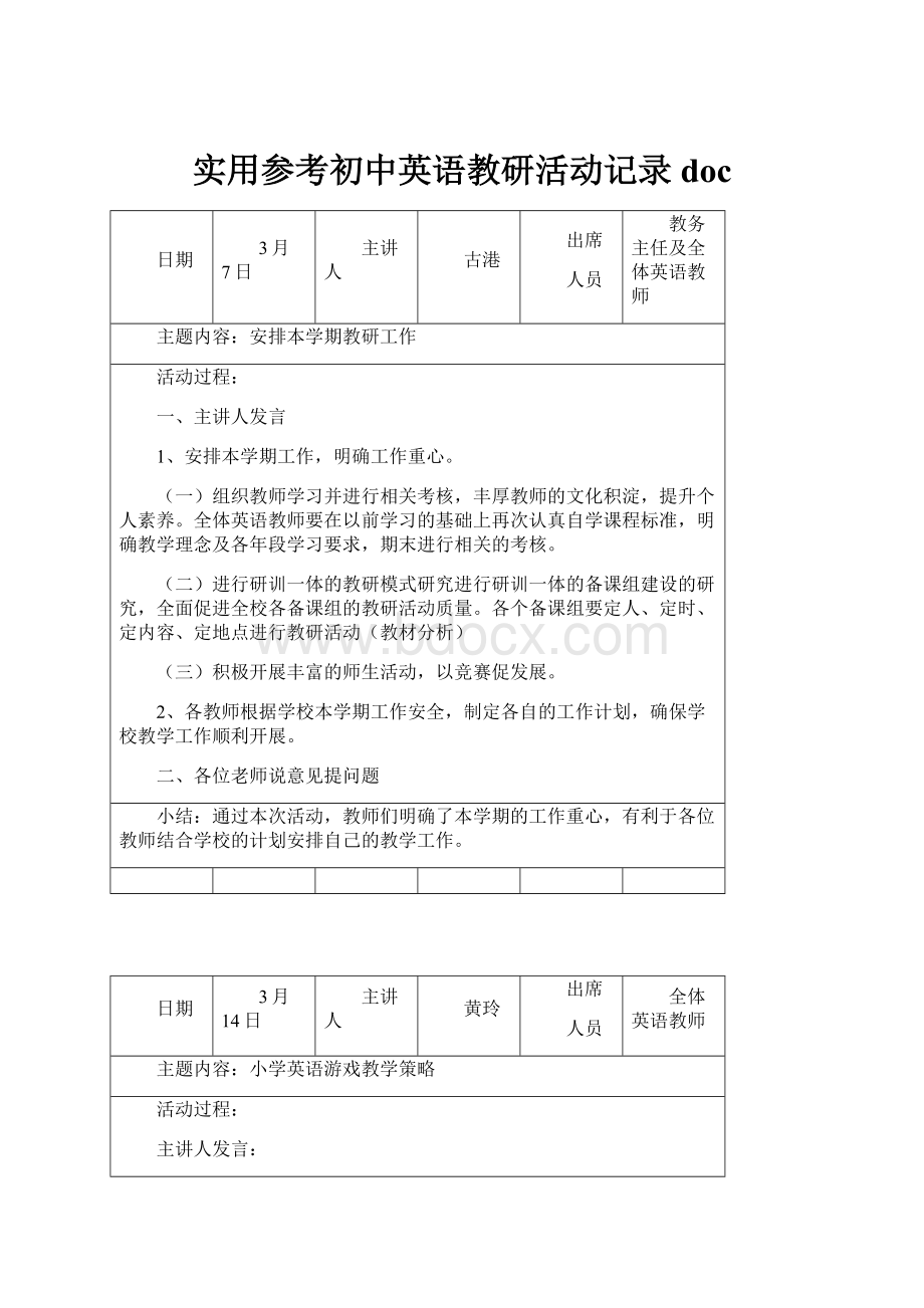 实用参考初中英语教研活动记录doc.docx_第1页