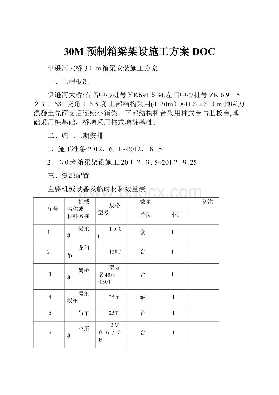 30M预制箱梁架设施工方案DOC.docx