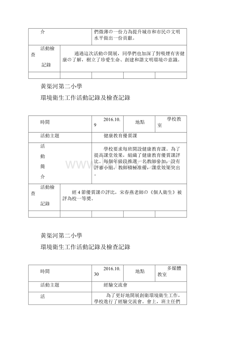 环境卫生工作活动记录及检查记录.docx_第2页