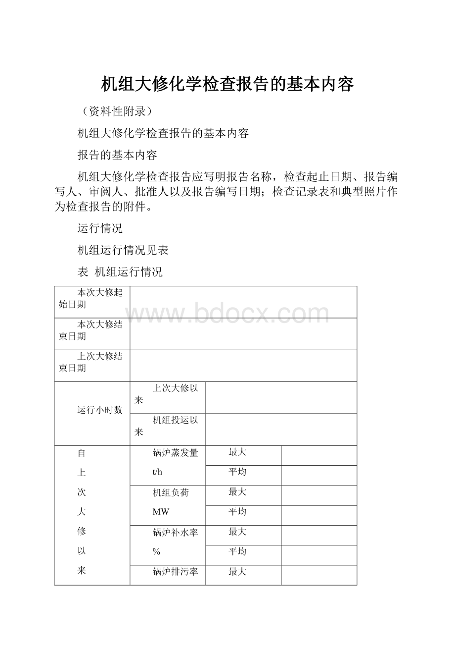 机组大修化学检查报告的基本内容.docx