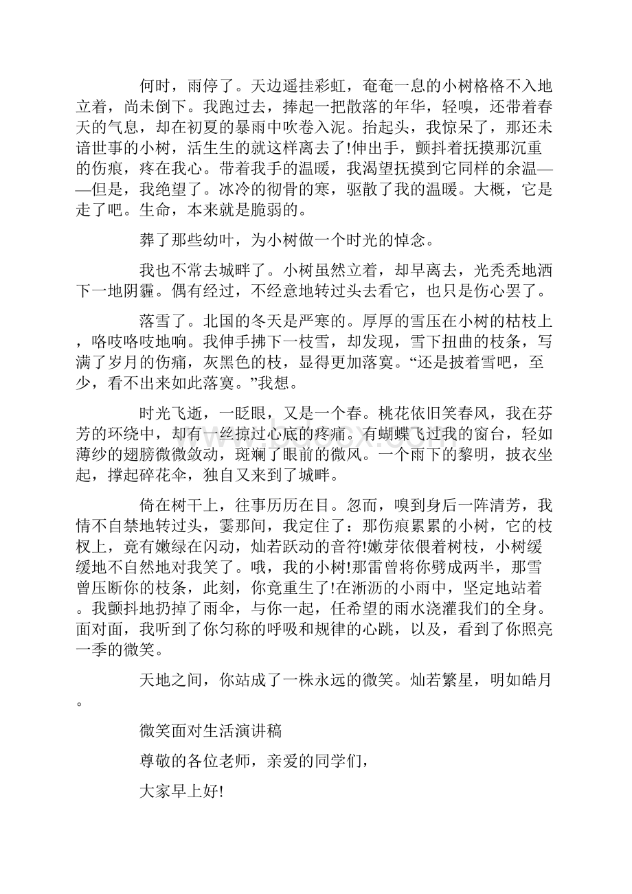 微笑面对生活的演讲稿经典.docx_第2页