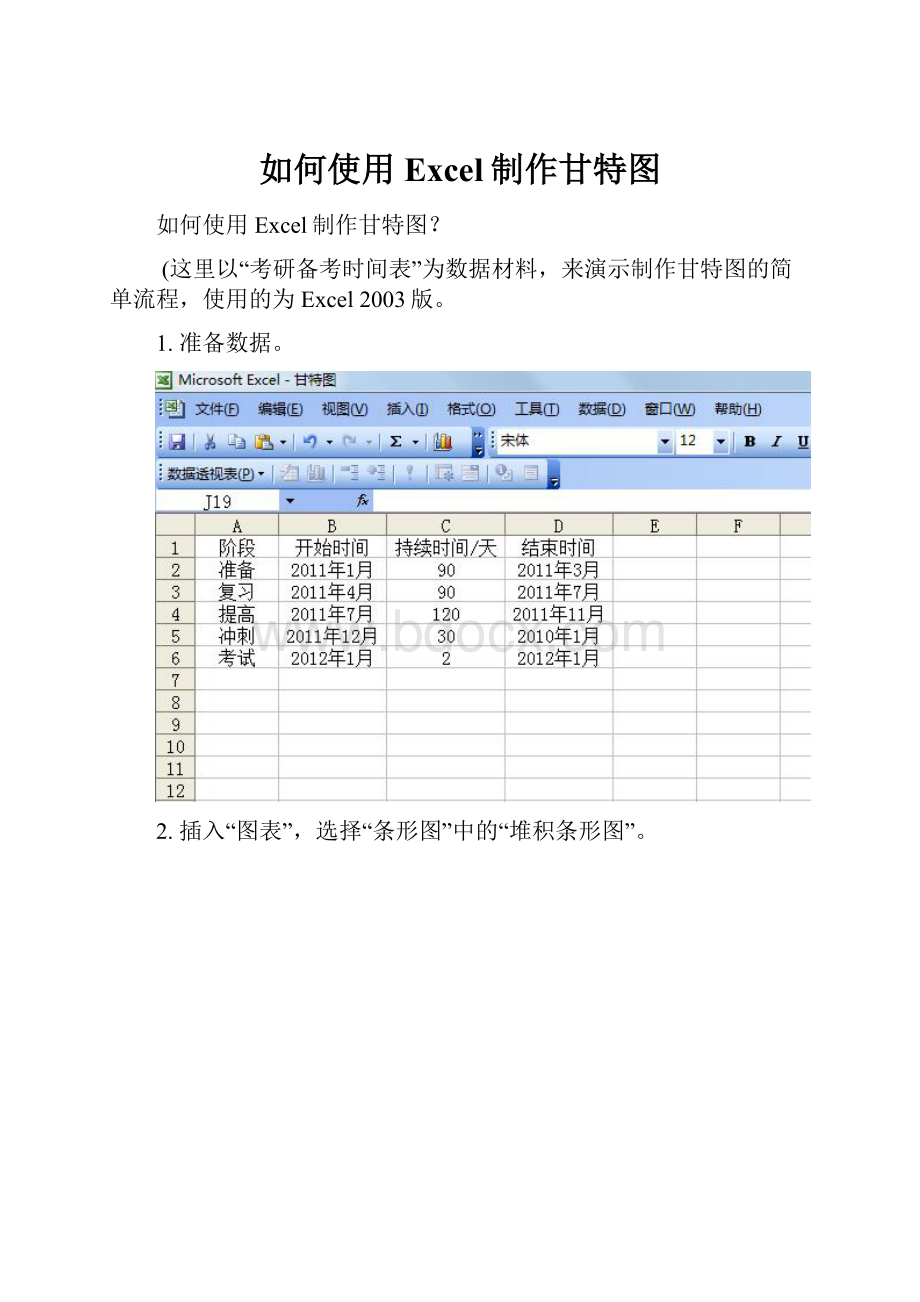 如何使用Excel制作甘特图.docx_第1页