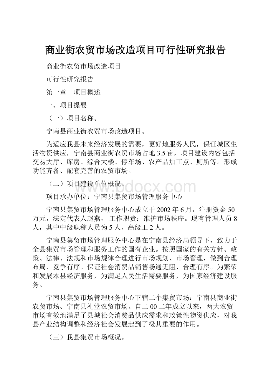 商业街农贸市场改造项目可行性研究报告.docx_第1页