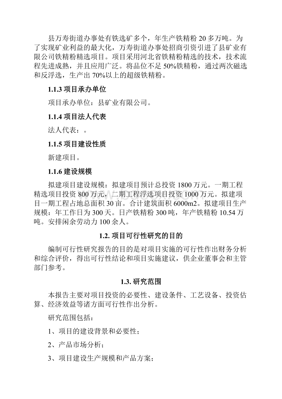 铁精粉精选项目可行性研究报告.docx_第2页