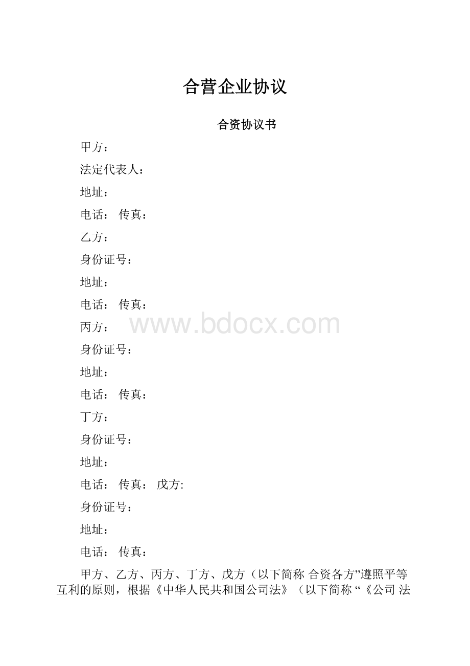 合营企业协议.docx