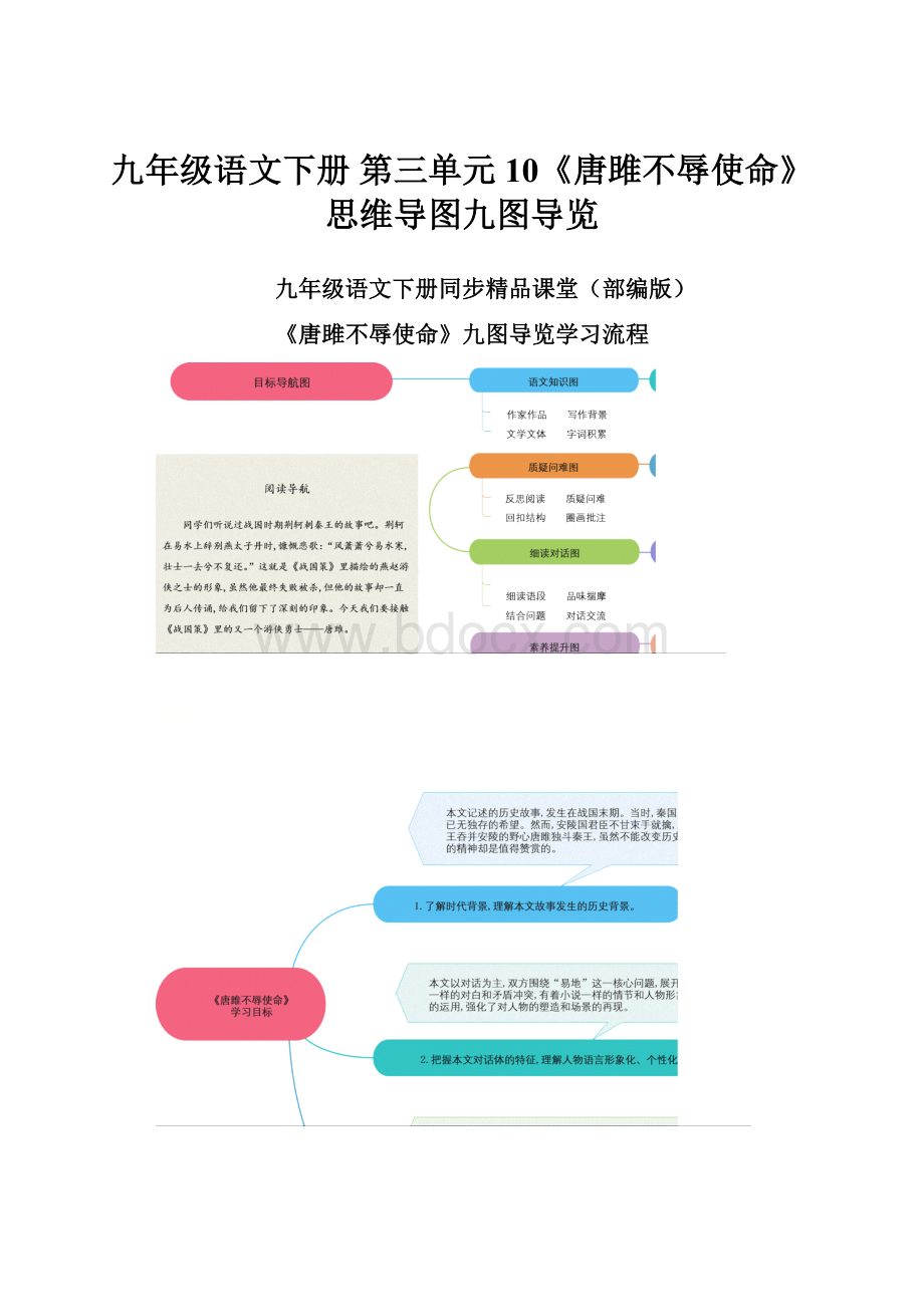 九年级语文下册 第三单元 10《唐雎不辱使命》思维导图九图导览.docx