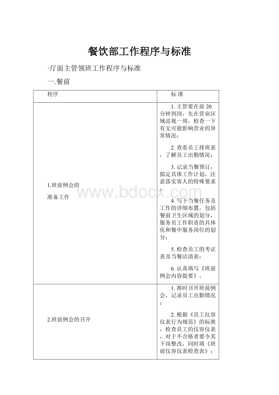 餐饮部工作程序与标准.docx_第1页