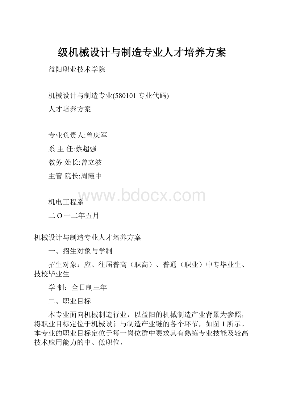 级机械设计与制造专业人才培养方案.docx