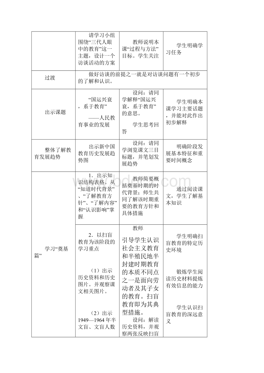 最新人民版历史必修3《人民教育事业的发展》教案doc.docx_第3页