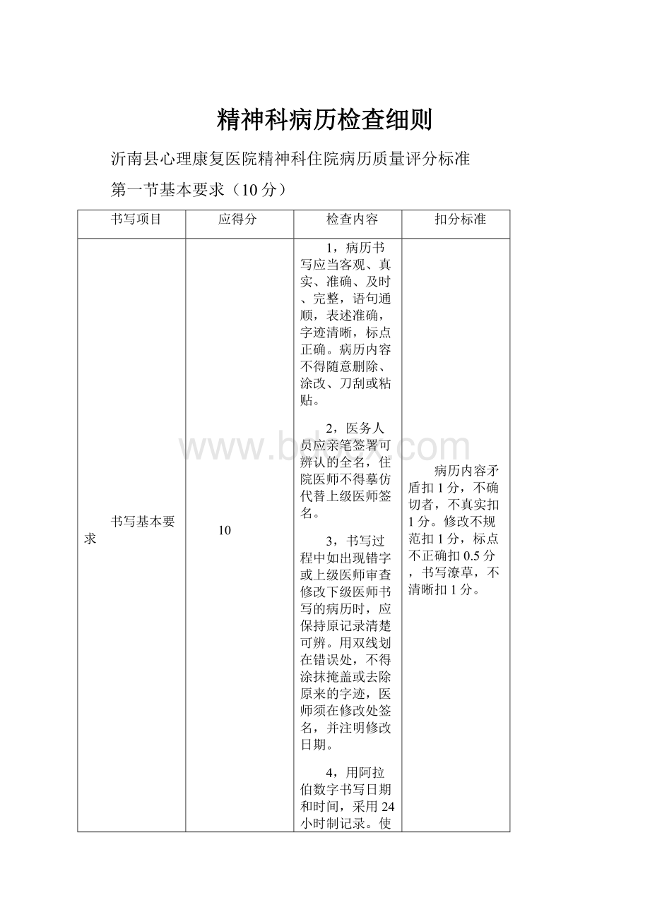 精神科病历检查细则.docx