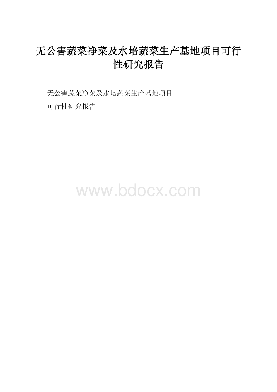 无公害蔬菜净菜及水培蔬菜生产基地项目可行性研究报告.docx