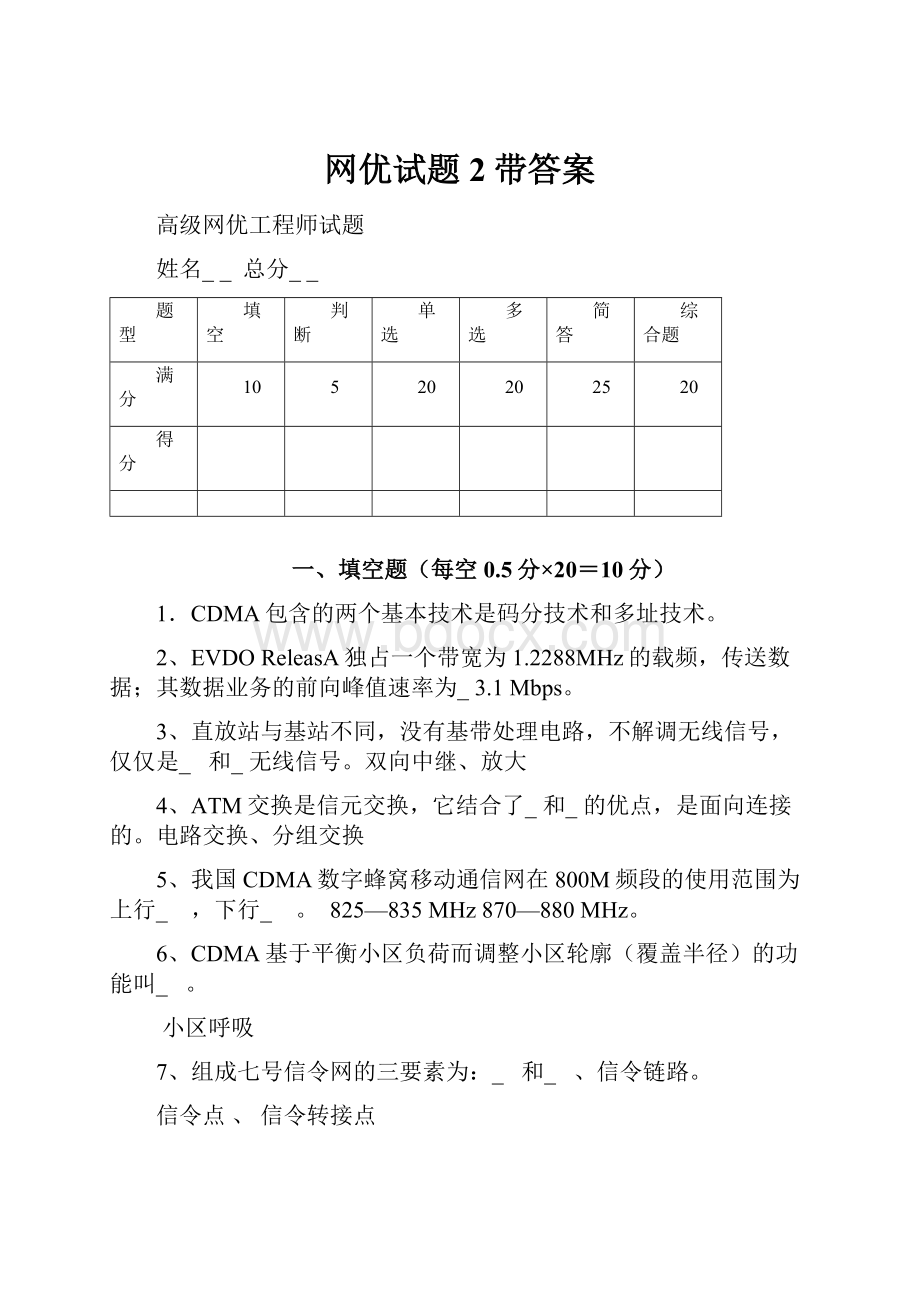 网优试题2带答案.docx_第1页