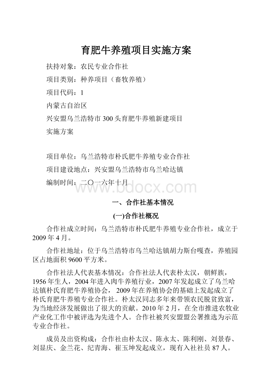 育肥牛养殖项目实施方案.docx_第1页