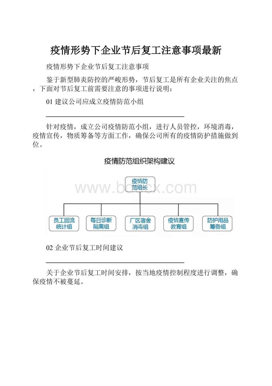 疫情形势下企业节后复工注意事项最新.docx_第1页