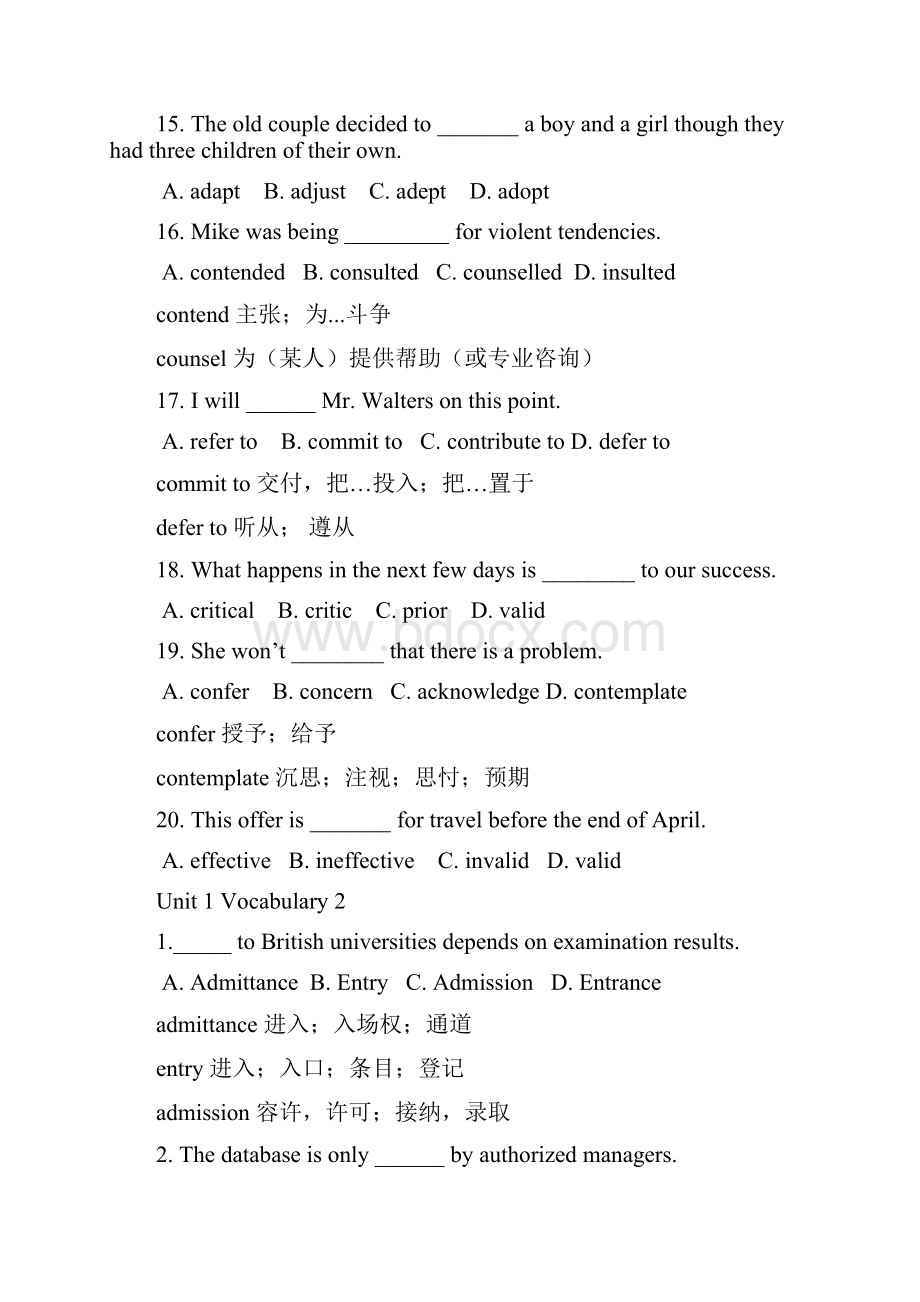 新目标大学英语综合教程第一册词汇语法练习附答案.docx_第3页