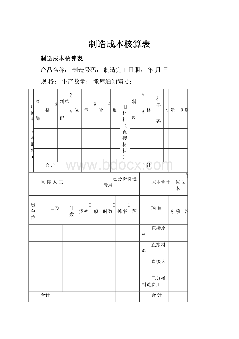 制造成本核算表.docx_第1页