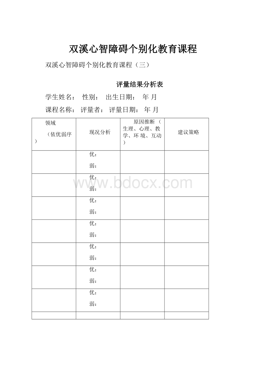 双溪心智障碍个别化教育课程.docx