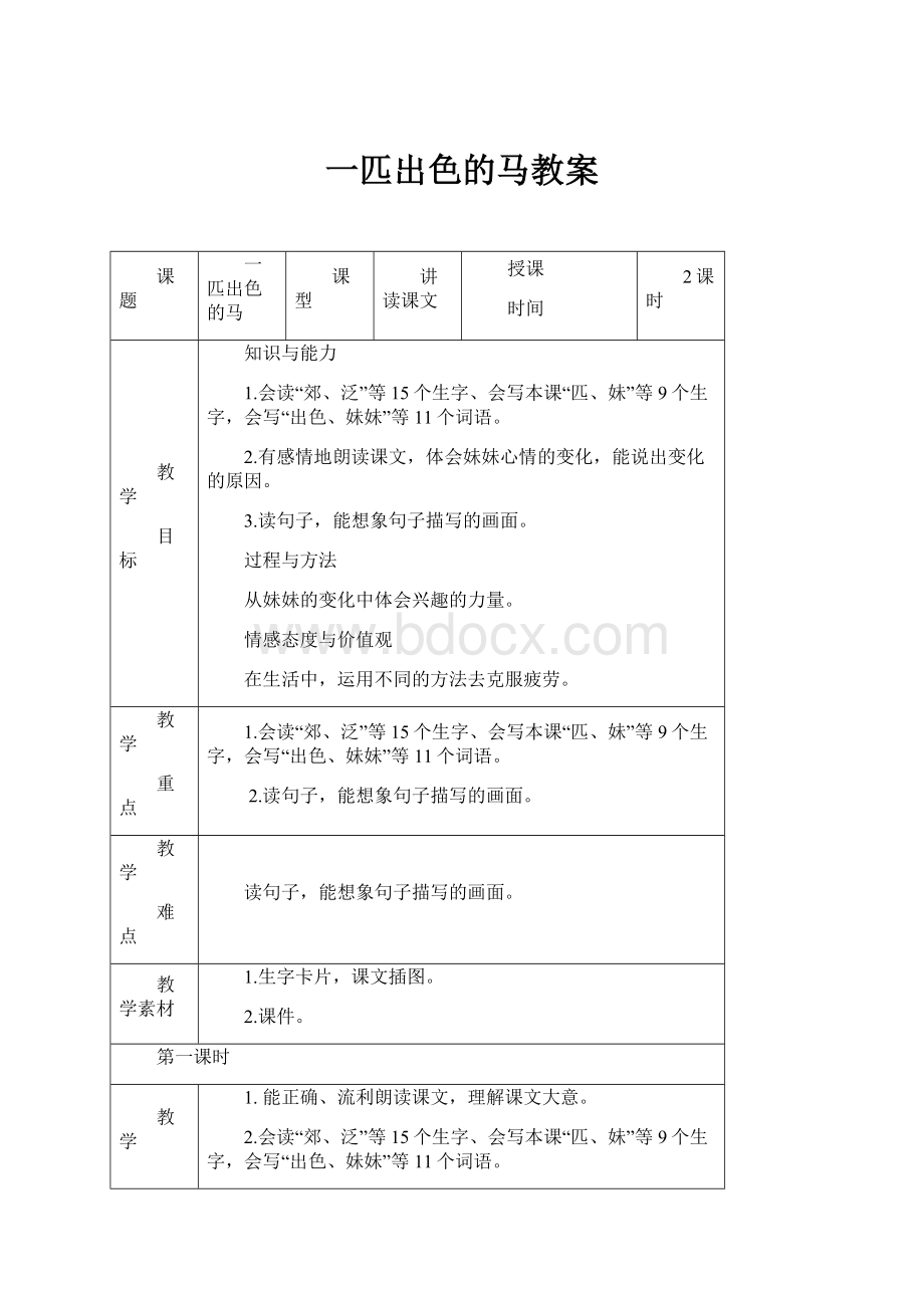 一匹出色的马教案.docx_第1页