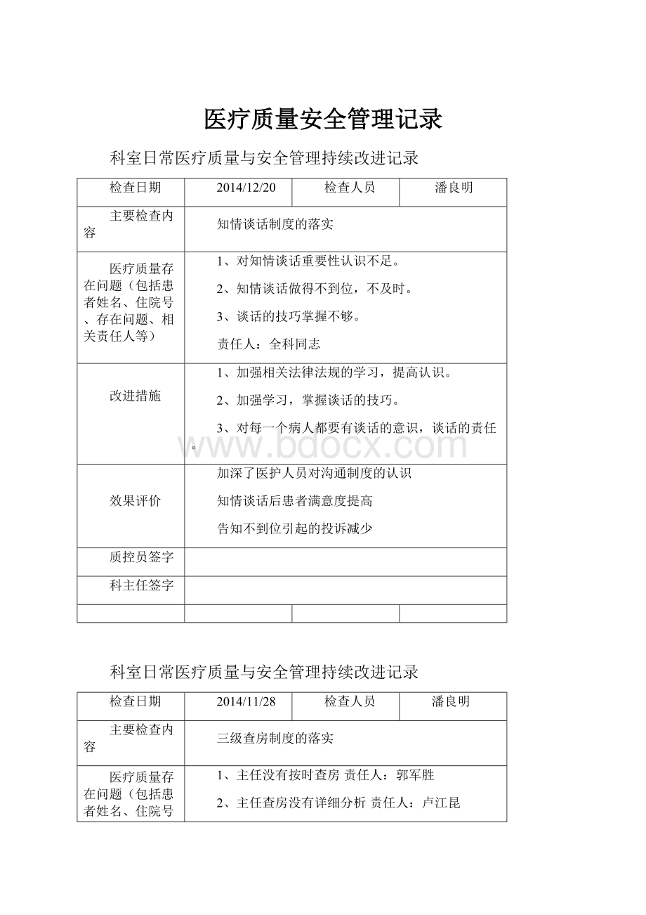 医疗质量安全管理记录.docx