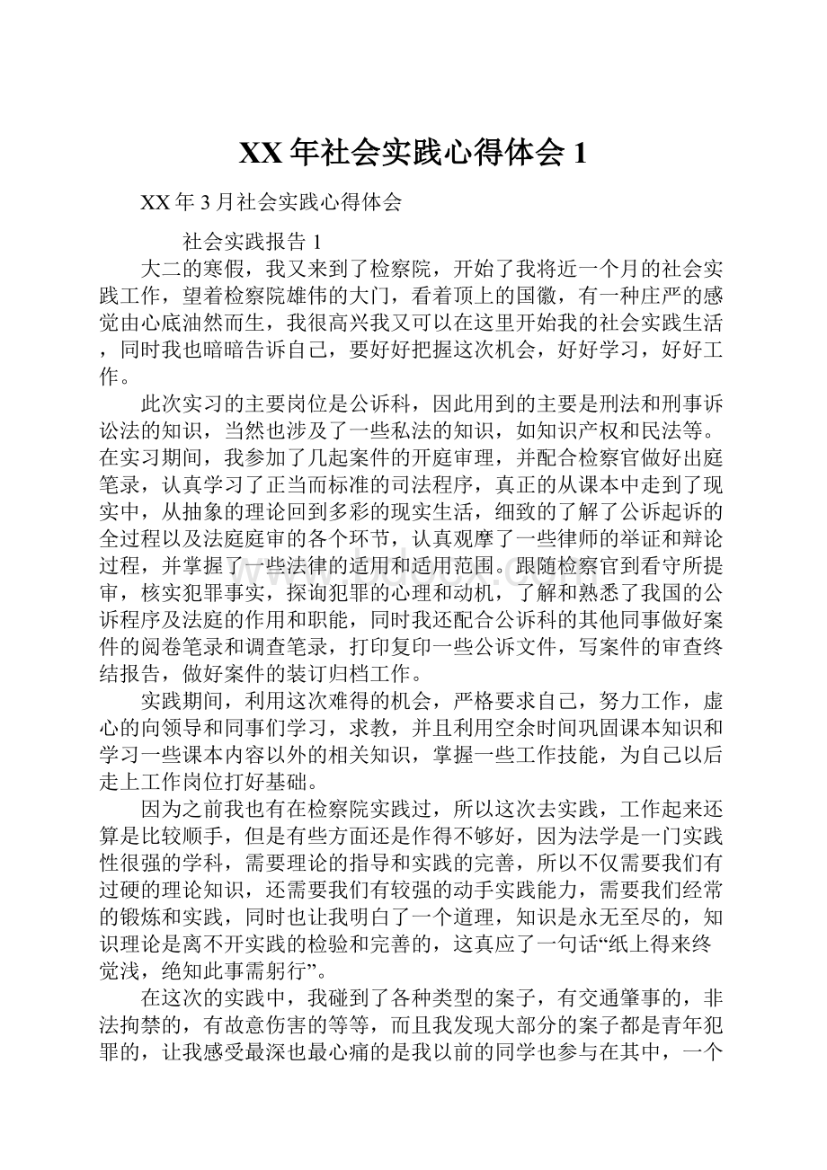 XX年社会实践心得体会1.docx