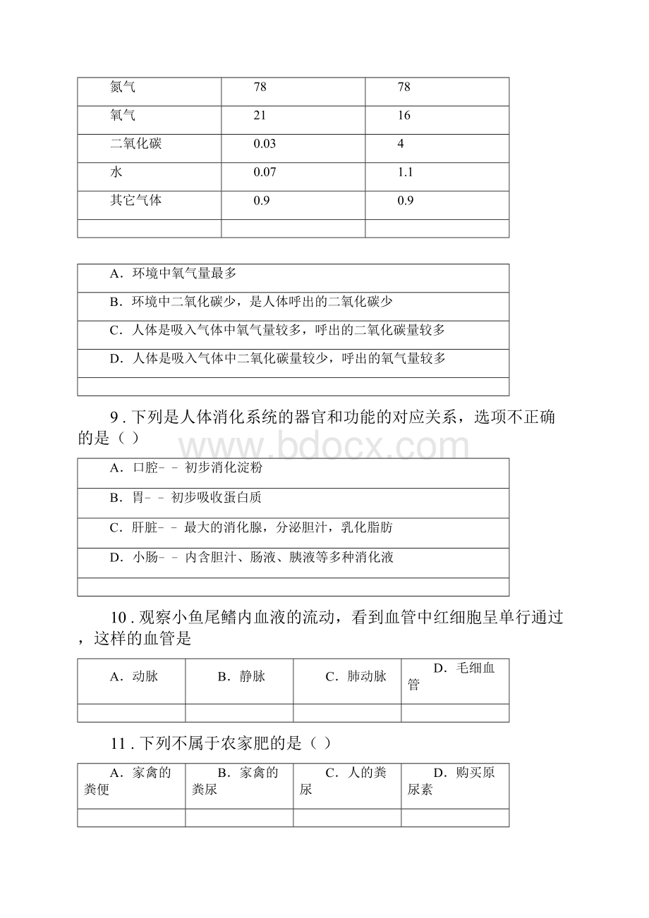 人教版新课程标准七年级下学期期中考试生物试题C卷练习.docx_第3页