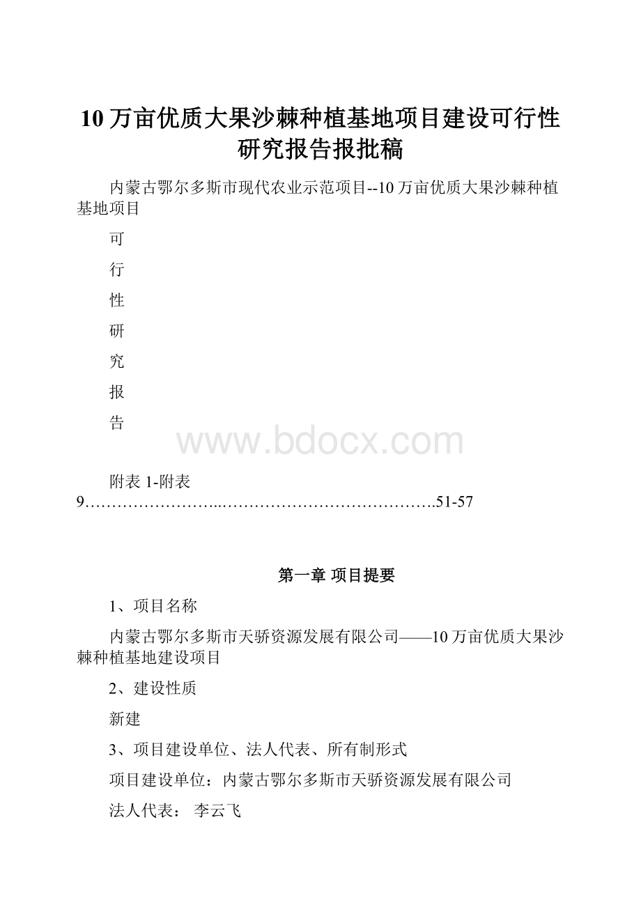 10万亩优质大果沙棘种植基地项目建设可行性研究报告报批稿.docx