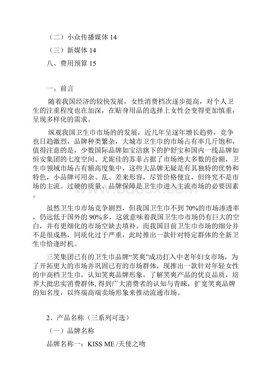 新版品牌卫生巾市场营销推广运营商业计划书.docx_第2页