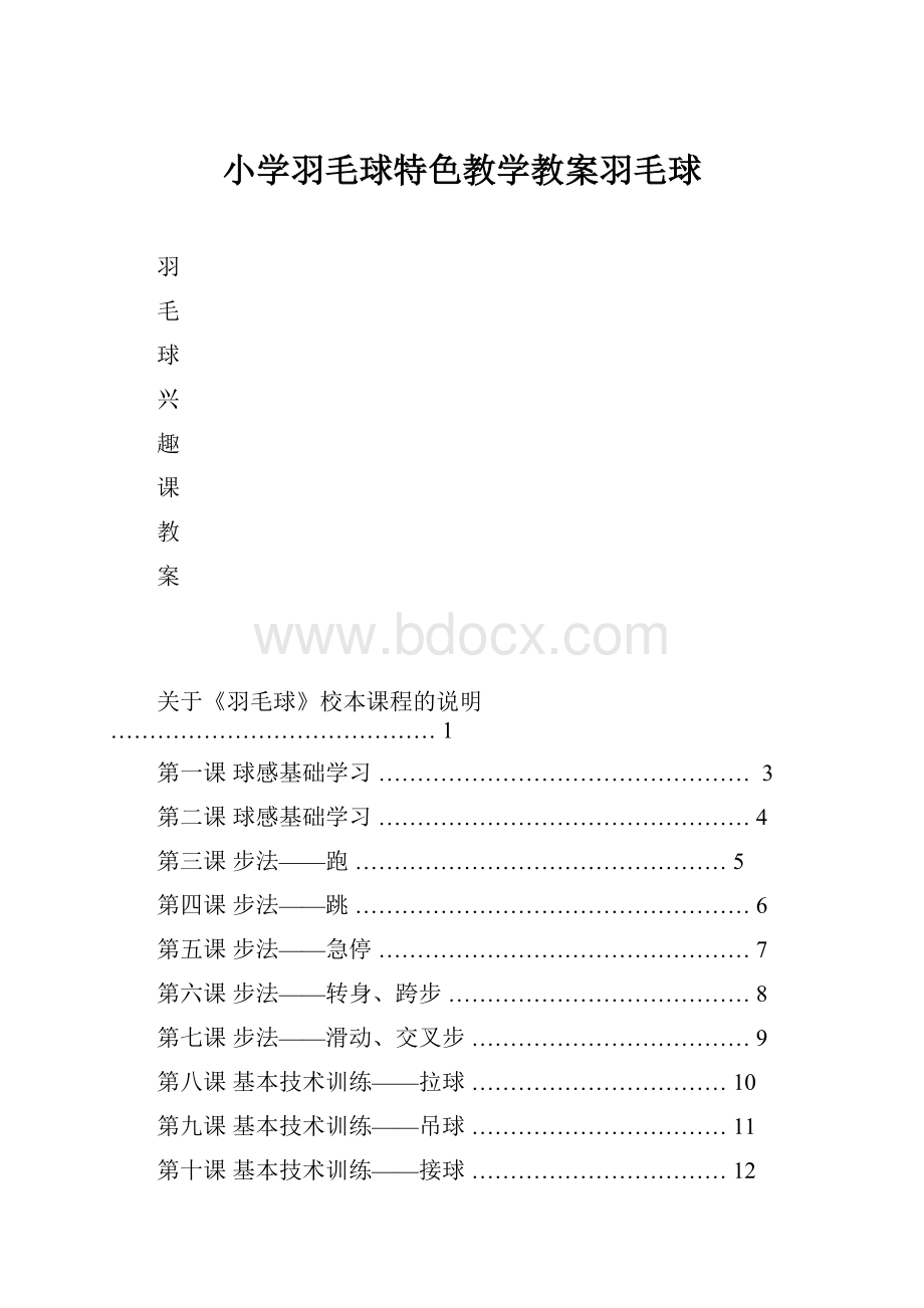 小学羽毛球特色教学教案羽毛球.docx