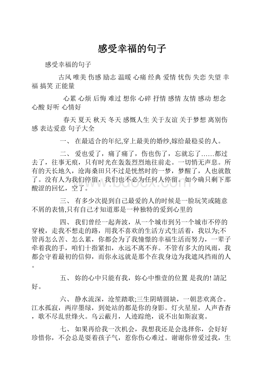 感受幸福的句子.docx_第1页