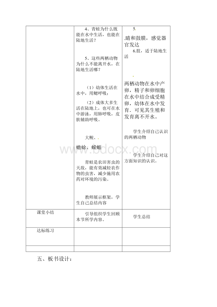 八年级生物上册第五单元第一章第五节两栖动物和爬行动物两栖动物教案.docx_第3页