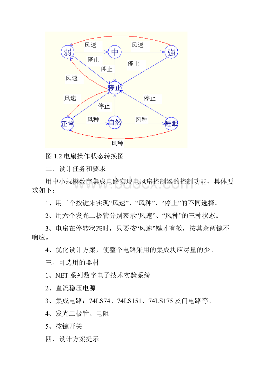 数字电子电路课程设计家用电风扇控制逻辑.docx_第3页