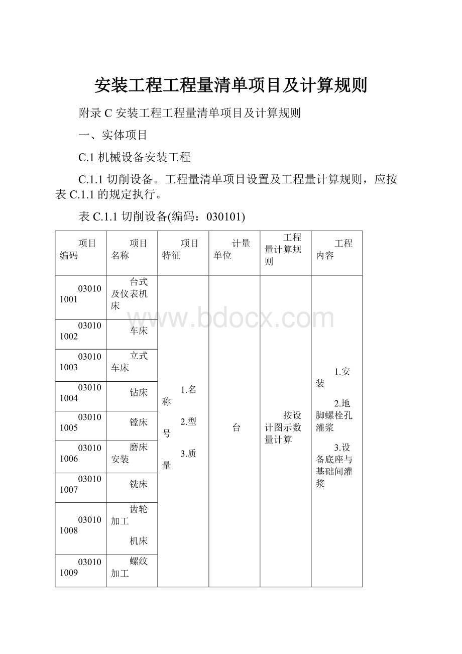 安装工程工程量清单项目及计算规则.docx_第1页