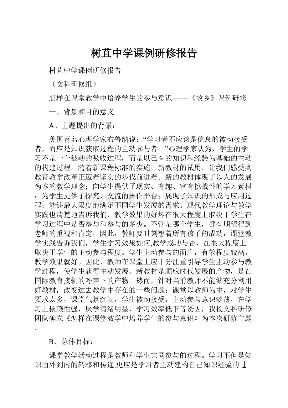 树苴中学课例研修报告.docx_第1页