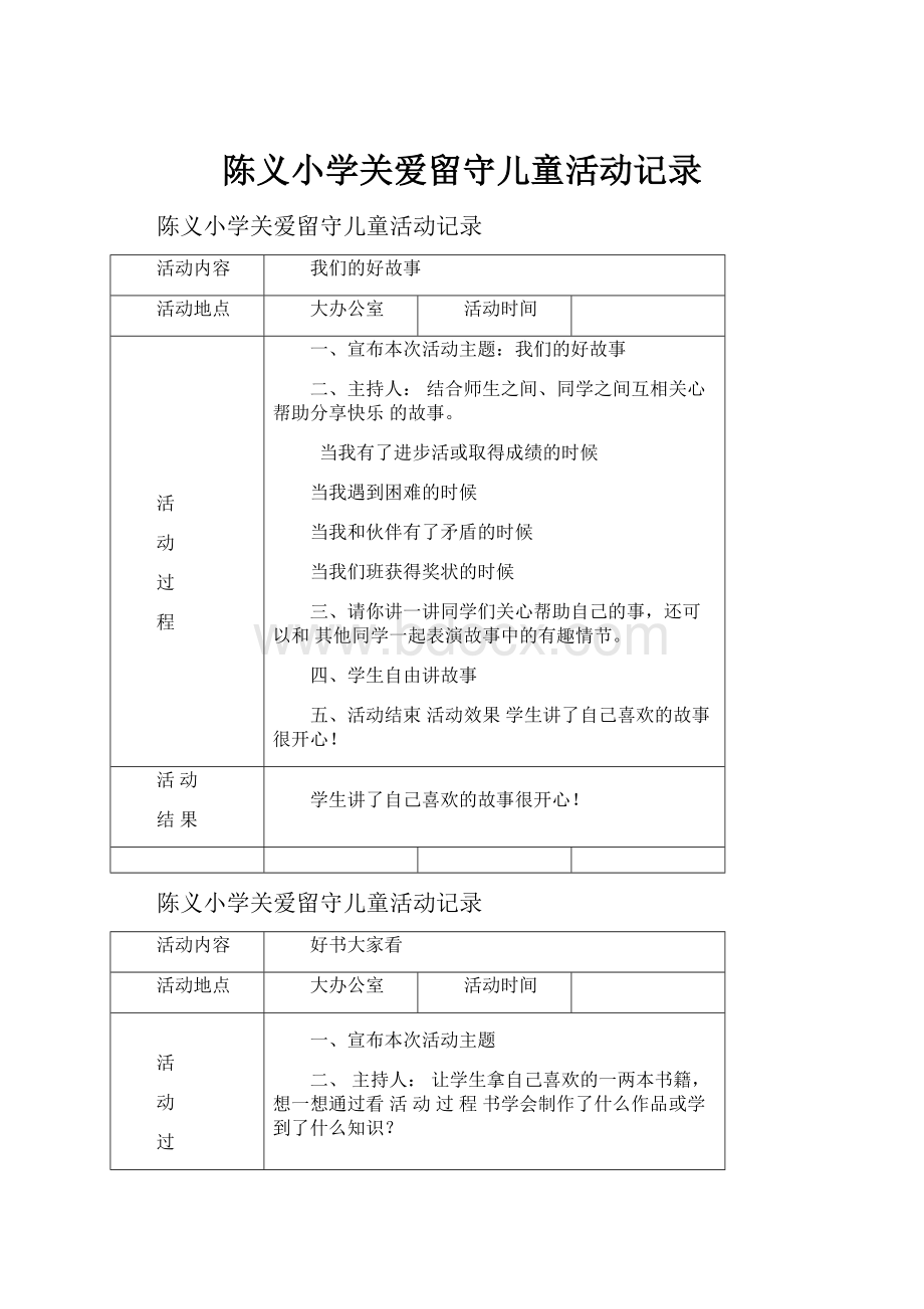 陈义小学关爱留守儿童活动记录.docx