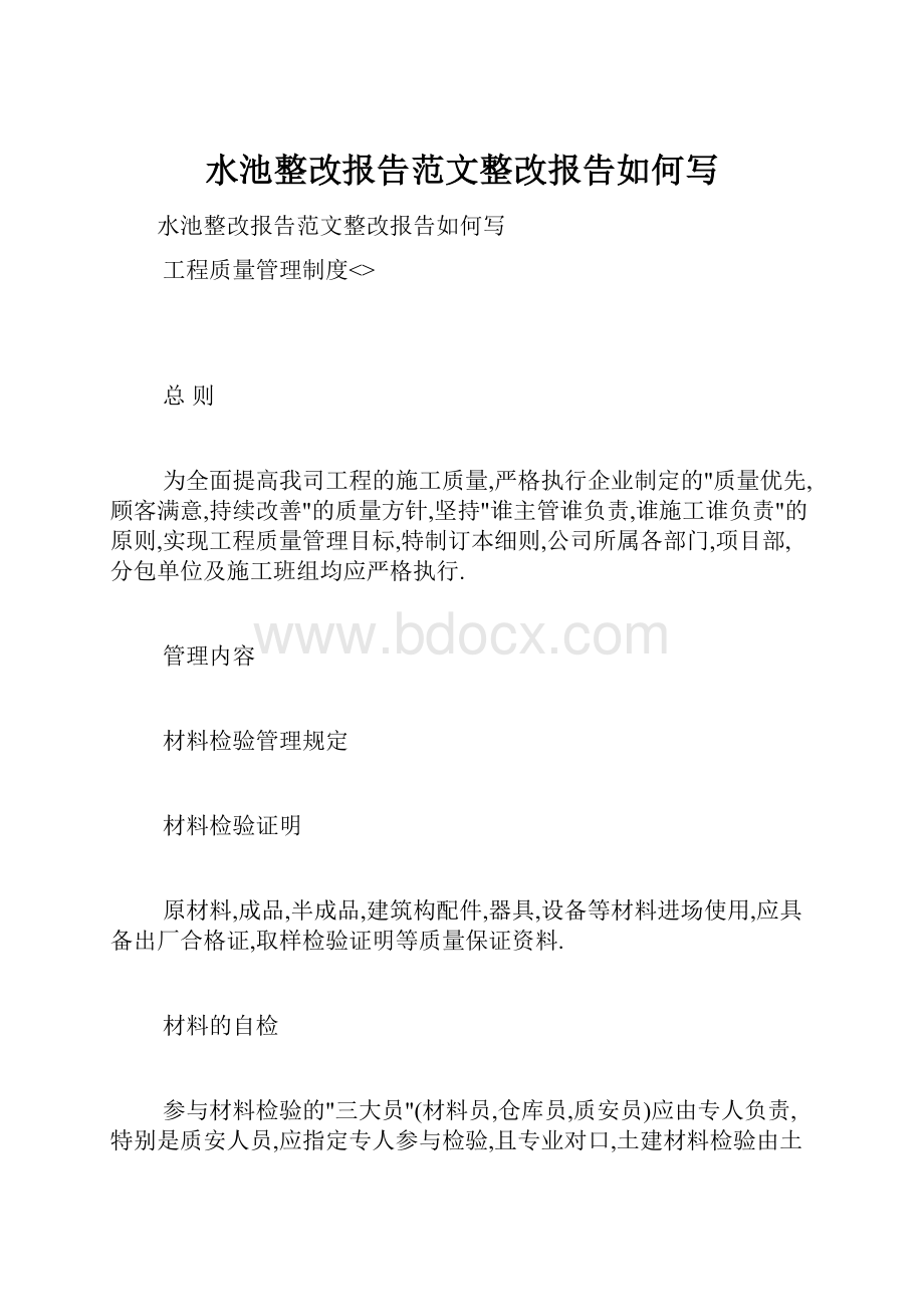 水池整改报告范文整改报告如何写.docx_第1页