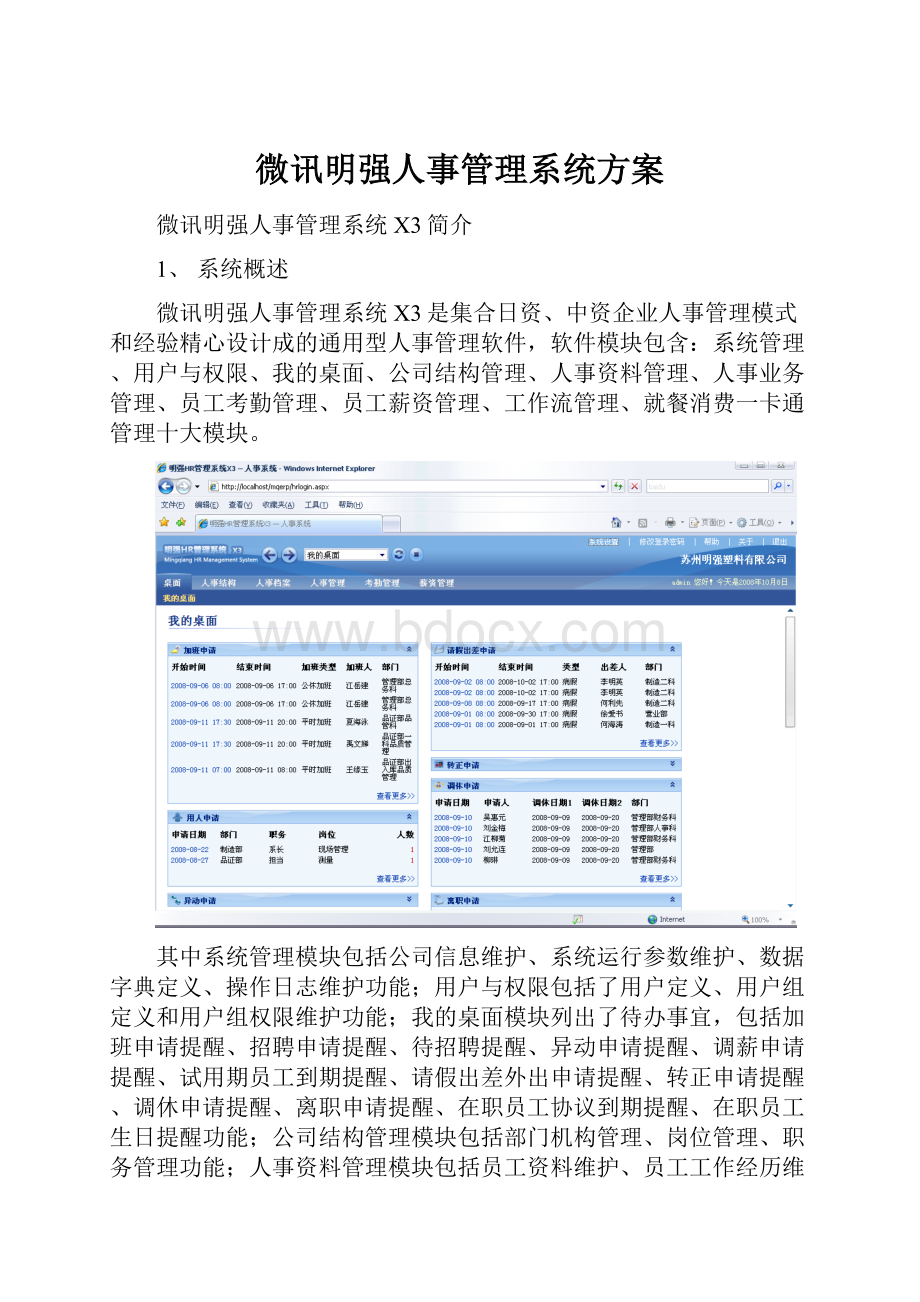 微讯明强人事管理系统方案.docx