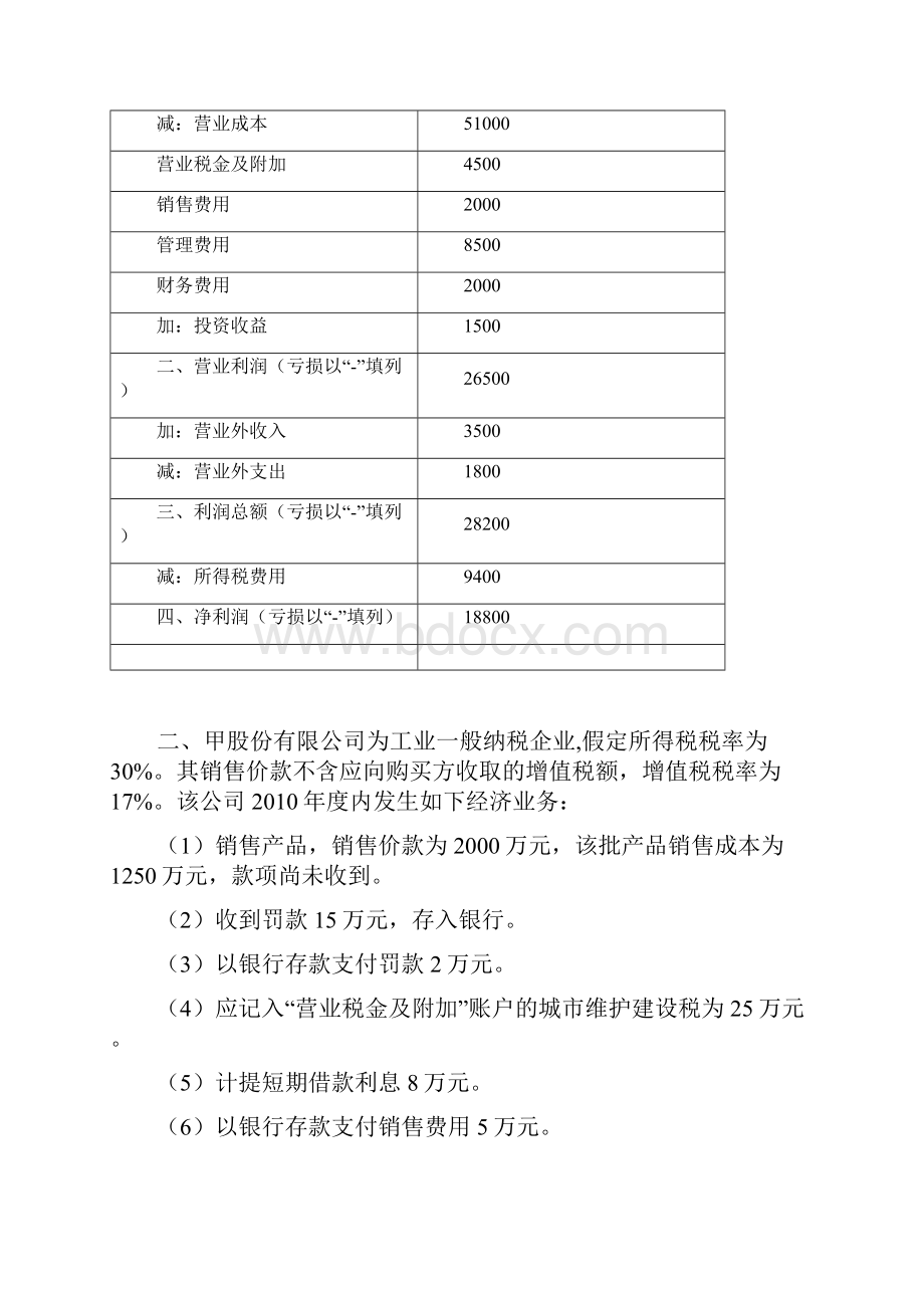 最新利润表练习题.docx_第2页