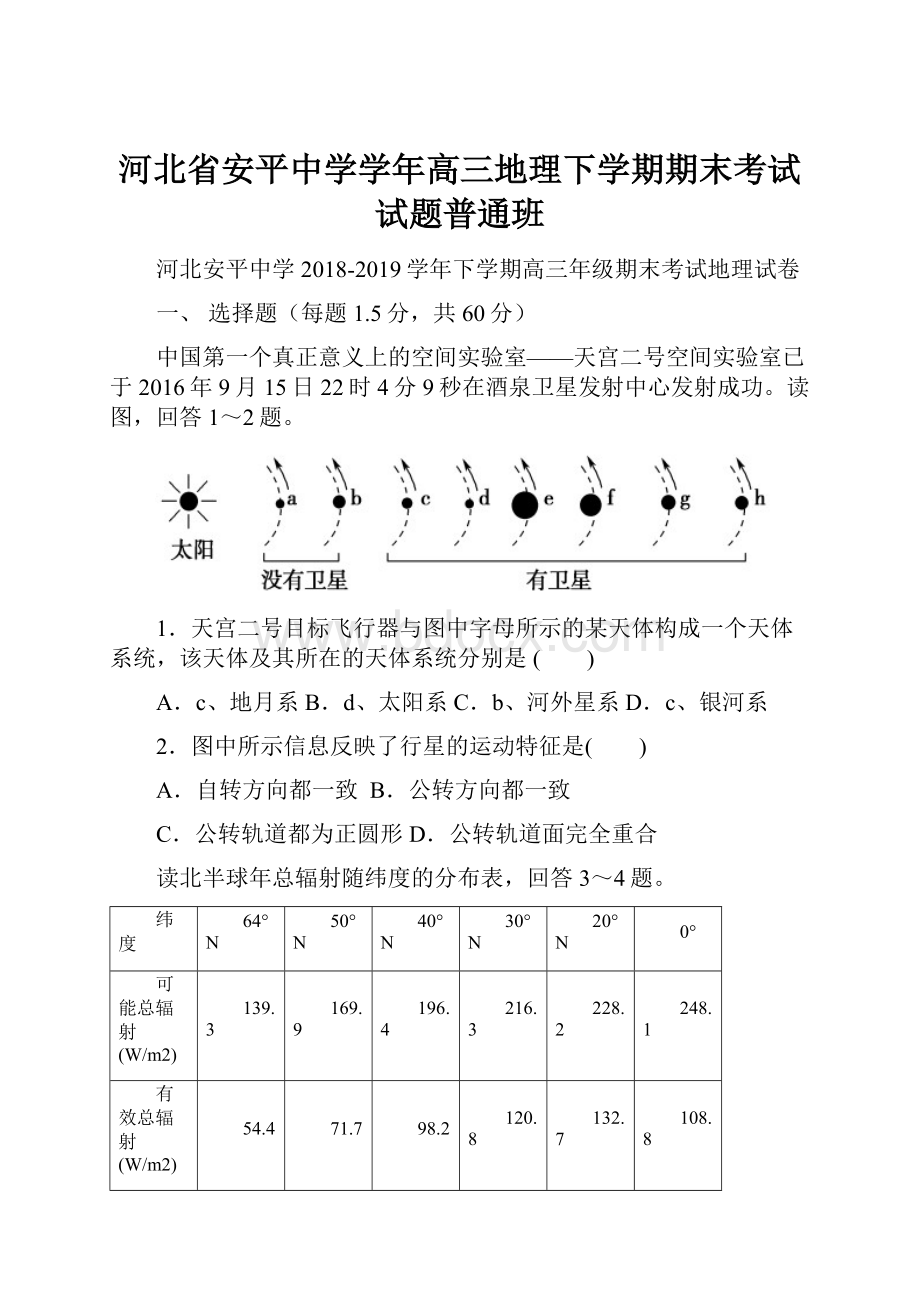 河北省安平中学学年高三地理下学期期末考试试题普通班.docx_第1页