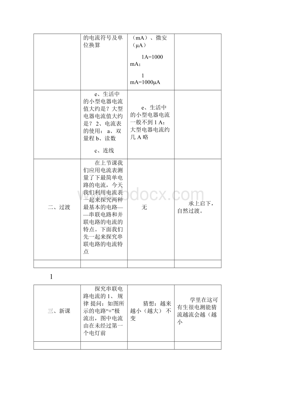 九年级物理全册第14章了解电路第4节科学探究串联和并联电路的电流教案新版沪科版.docx_第2页