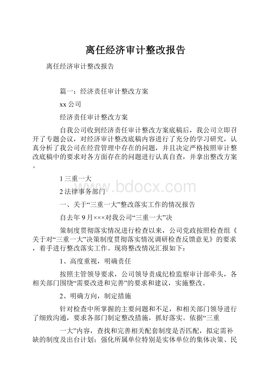 离任经济审计整改报告.docx_第1页