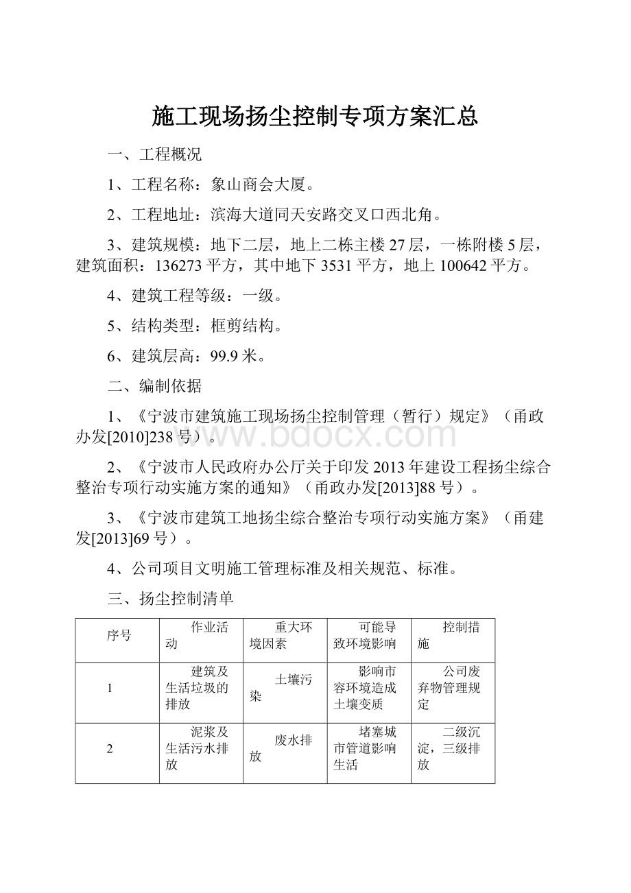 施工现场扬尘控制专项方案汇总.docx_第1页