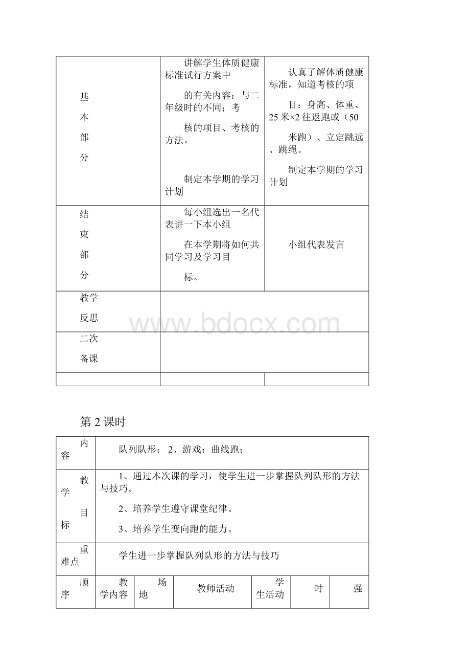 小学三年级下学期体育课教案.docx_第2页