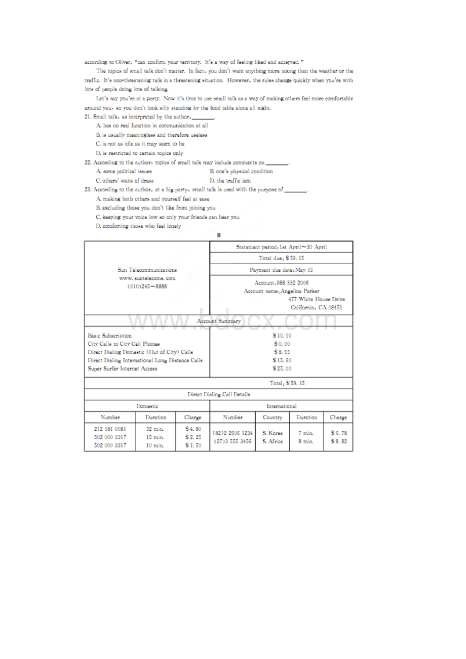 全国100所名校最新高考模拟冲刺卷一英语试题扫描版.docx_第3页