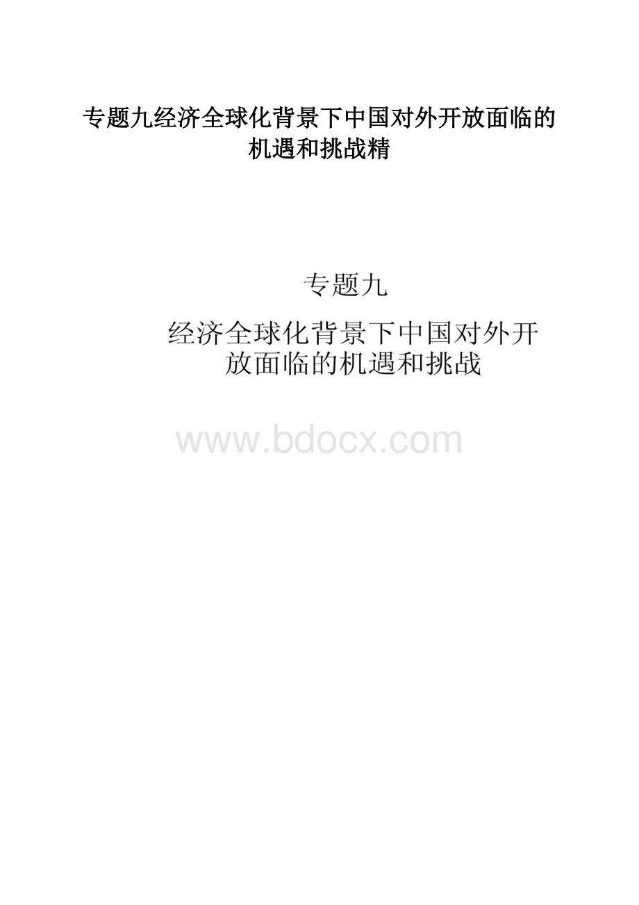 专题九经济全球化背景下中国对外开放面临的机遇和挑战精.docx_第1页