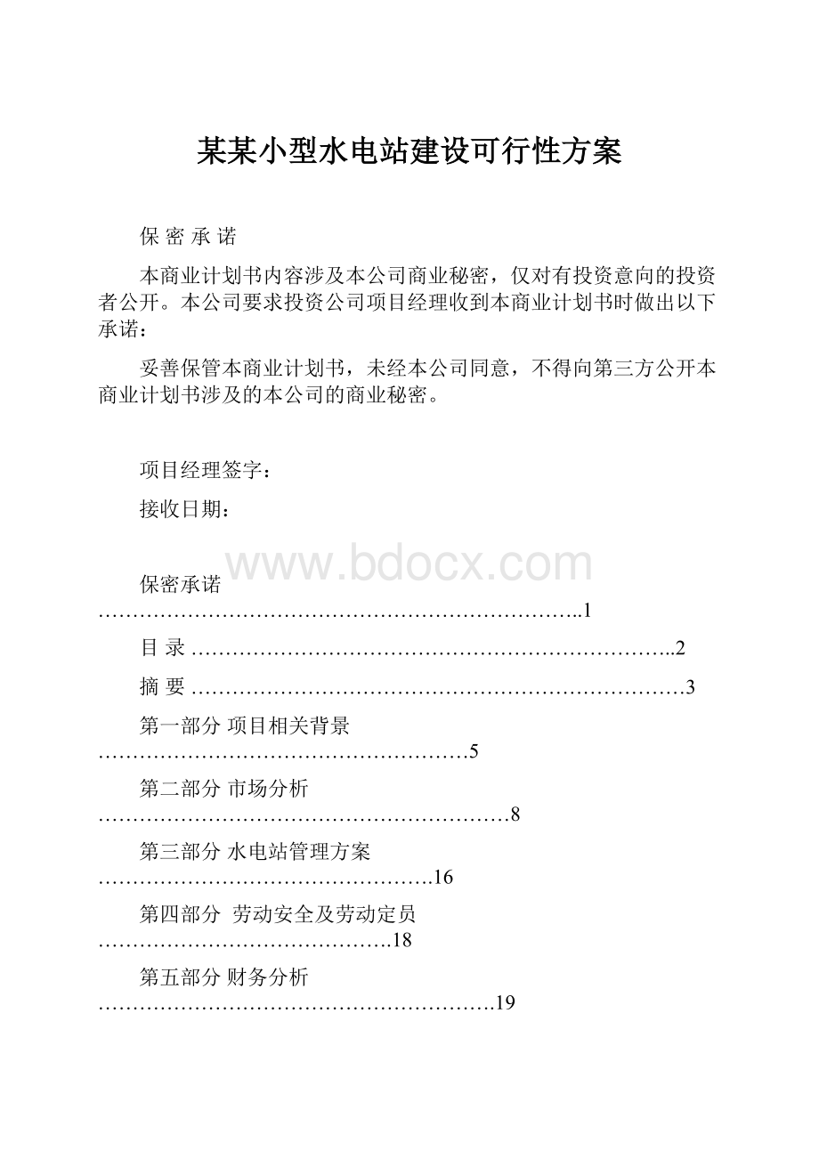 某某小型水电站建设可行性方案.docx_第1页