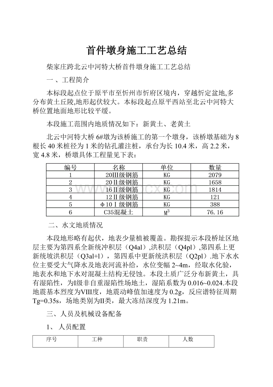 首件墩身施工工艺总结.docx