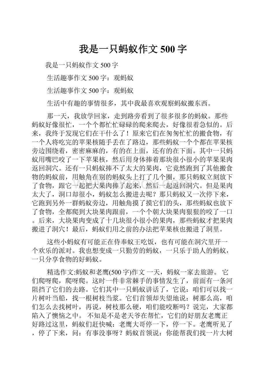 我是一只蚂蚁作文500字.docx