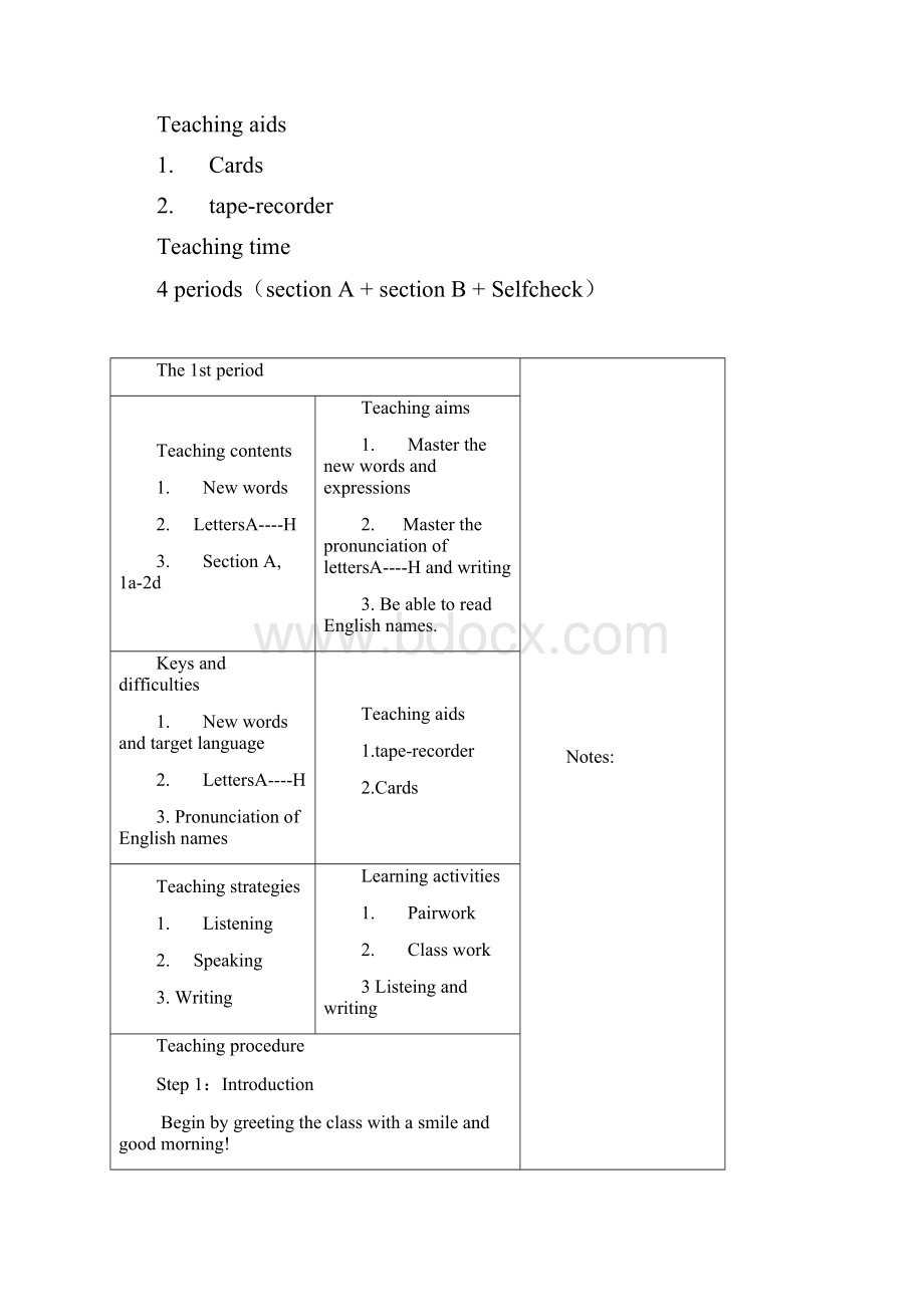 人教版七年级英语上册预备篇13单元教案.docx_第3页