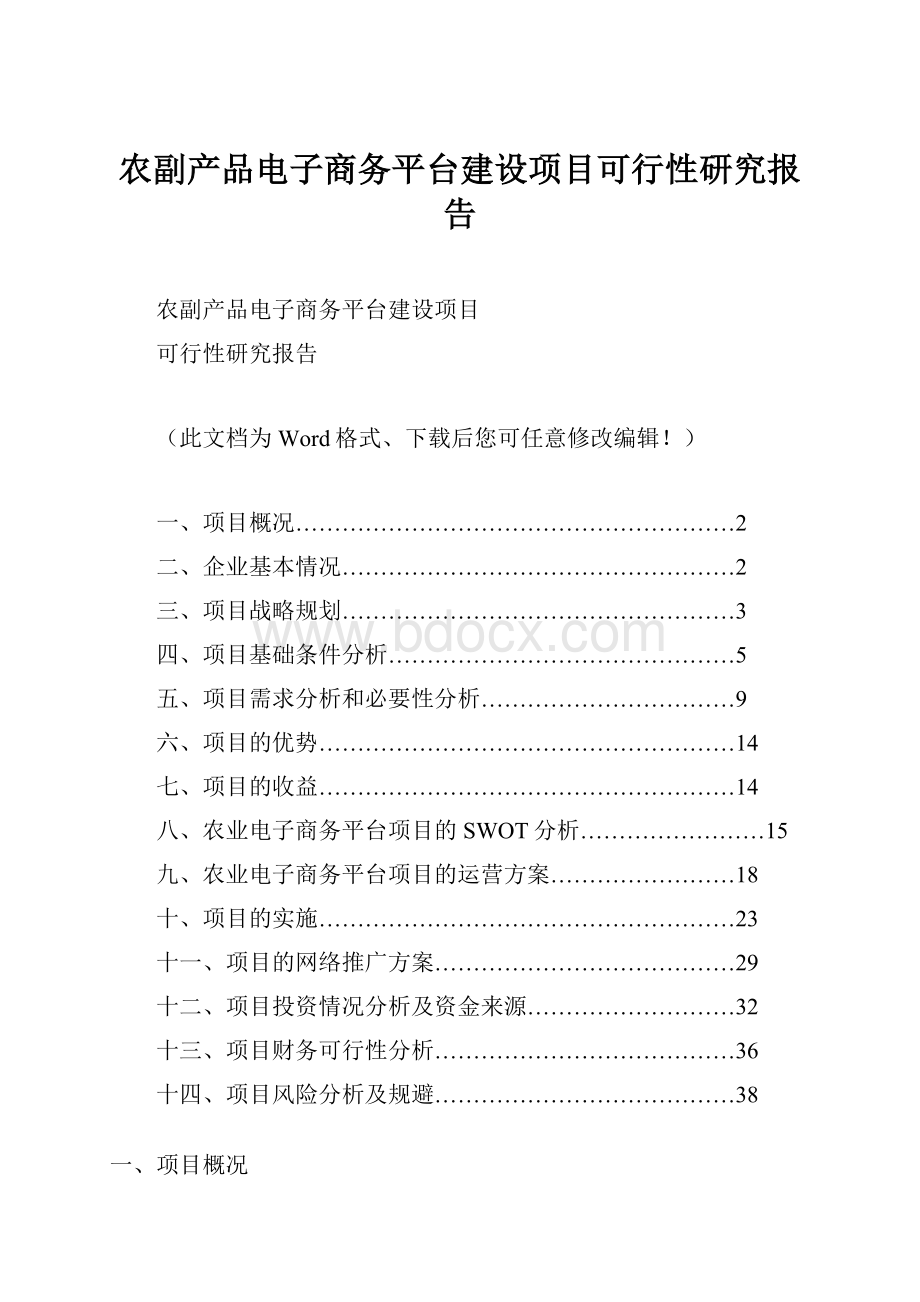 农副产品电子商务平台建设项目可行性研究报告.docx