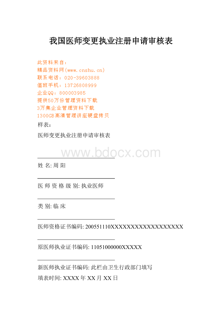 我国医师变更执业注册申请审核表.docx